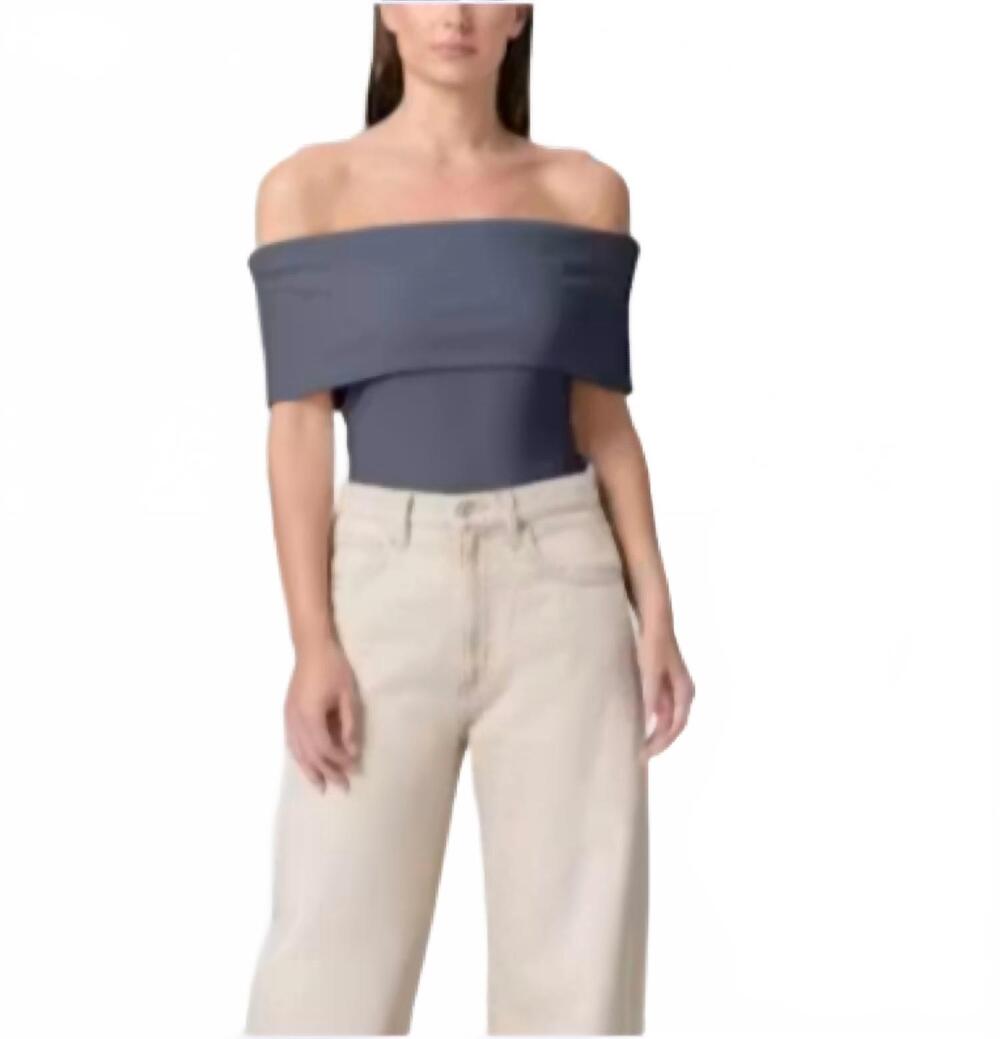 NEW PAIGE rosarita off shoulder top in pacific blue
